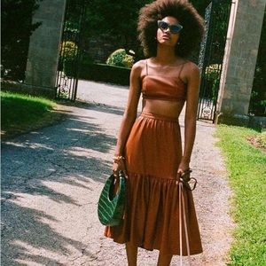 STAUD Orchid Faux Leather Skirt